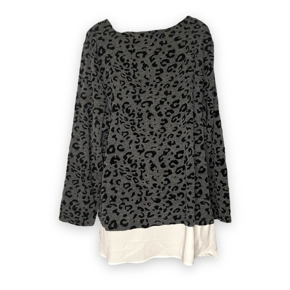 CD Daniels Cheetah Print Layered Shirt Raised Velour Top Business Casual Plus 1X - Picture 2 of 6